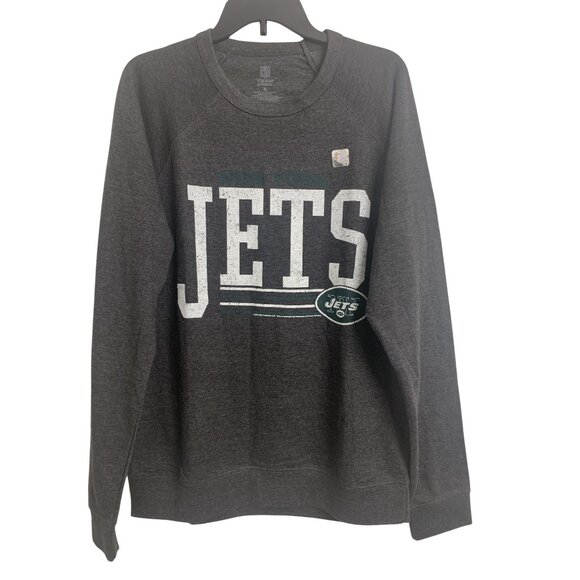 NWT NFL N.Y. Jets L Gray Pullover Sweatshirt Logo Front Team Apparel Lightweight - Picture 1 of 7